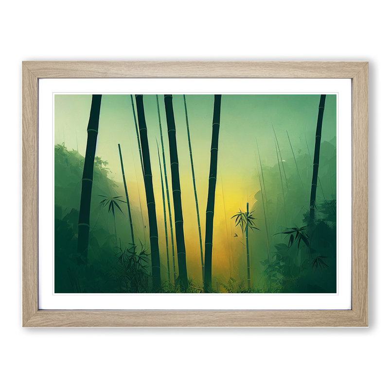 Bamboo Forest Scene Vol.2 - Framed Print, 46cm H x 64cm W x 2cm D, Oak