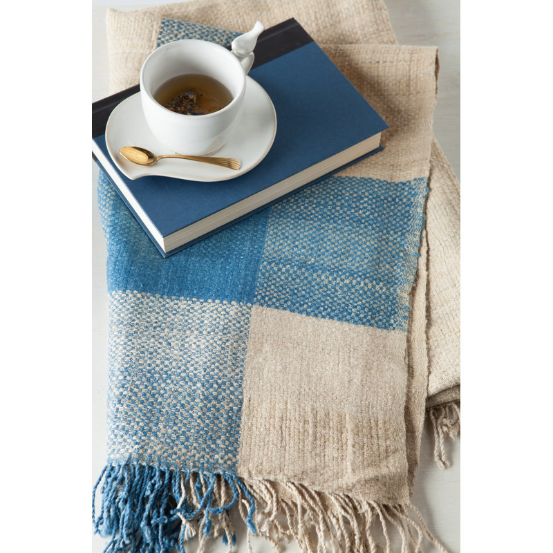 INDIGO BORDER Throw, Blue