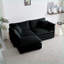 Canapé modulaire, canapé en L 2 places avec repose-pieds, causeuse modulaire pour petits espaces | Noir | Chenille-1650201533