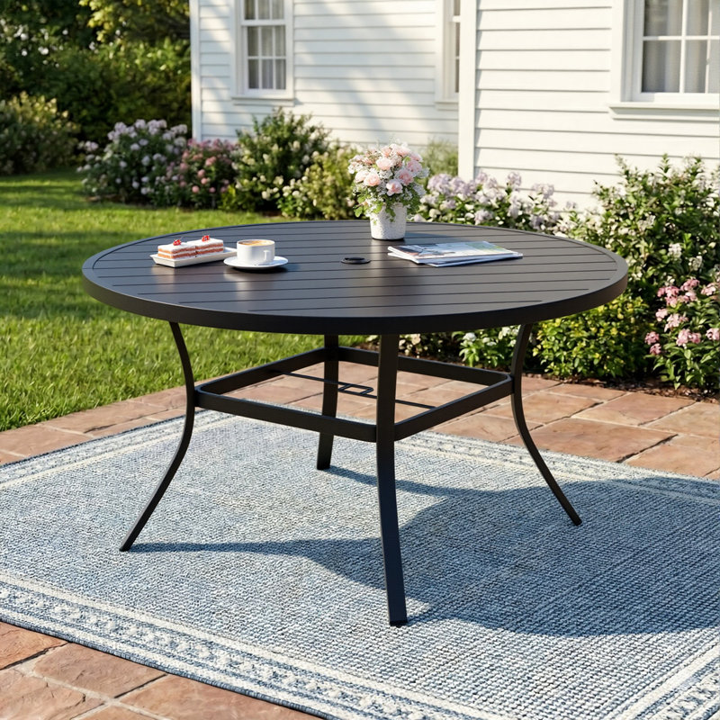Table de salle à manger 53,2 "pour terrasse, 53,2" avec trou pour parasol