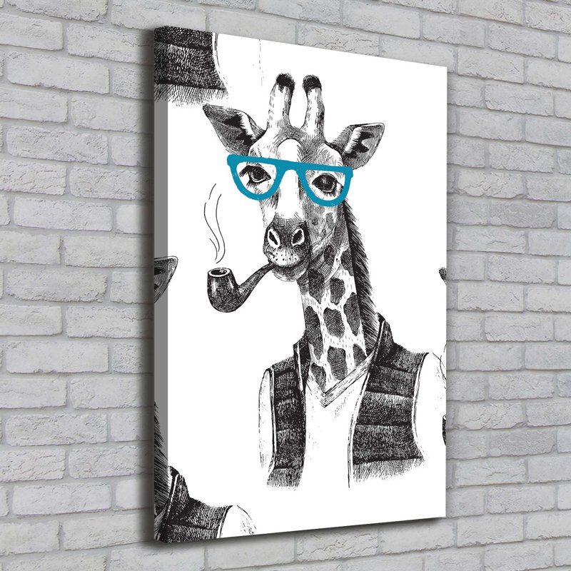 Giraffes With Glasses - Wrapped Canvas Print