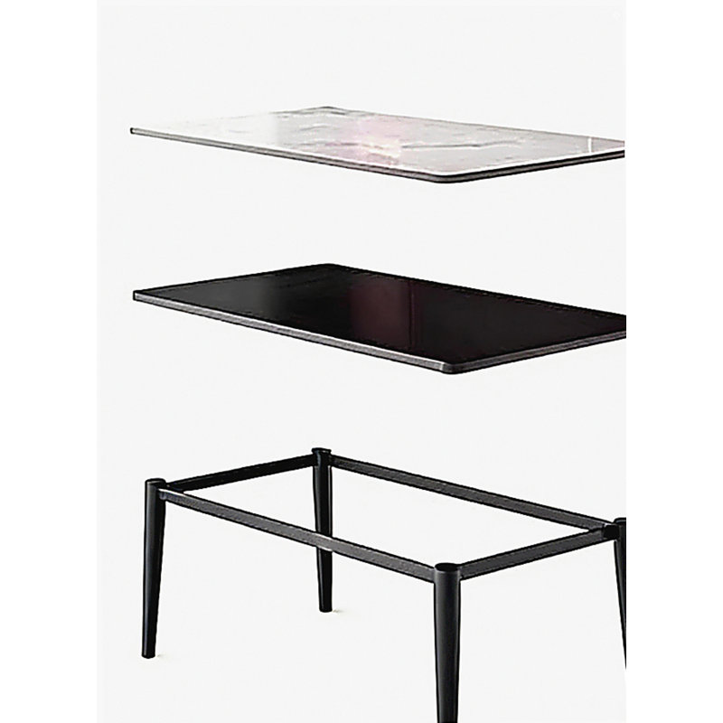 Large Rectangular Table with Strong Metal Base Modern Stone Dining Table For Kitchen 1.4M