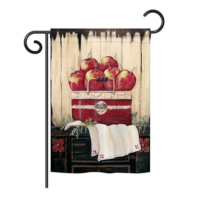Pomme rouge ruby nourriture à 2 faces de polyester 19 po. drapeau de jardin