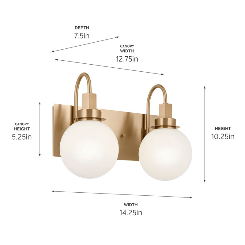 Éclairage de salle de bain à 2 lumières à intensité variable, Bronze champagne