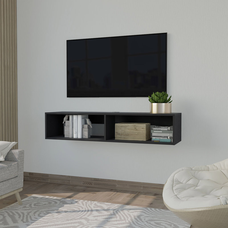 Meuble télé flottant avec tablettes spacieuses et gestion des câbles