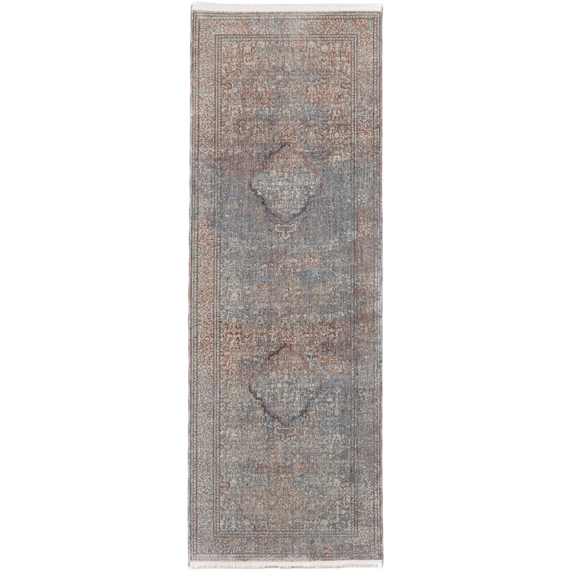Tapis médaillon en polyester / acrylique Gilford, Tapis de couloir 2 pi 8 po x 10 pi