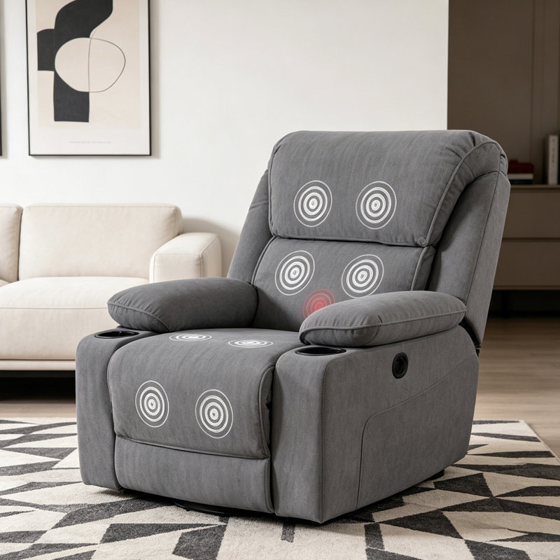 Fauteuil inclinable électrique gris avec chaleur et massage pour personnes âgées