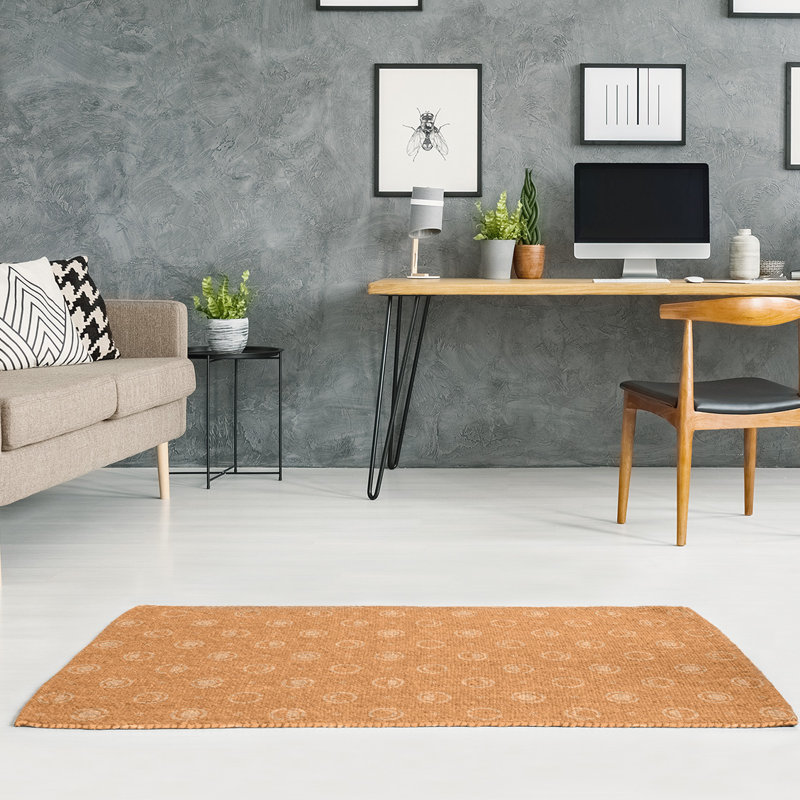 Tapis jaune en phases de lune monochrome, Rectangle 2 pi x 3 pi
