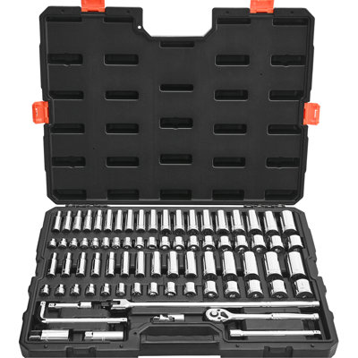 Entraînement de 3/8 pouce, 76 pièces, et métrique, douille, trousse à outils de mécanicien, tâches de dépannage automobile, alliage, haute résistance, pièces de rouille