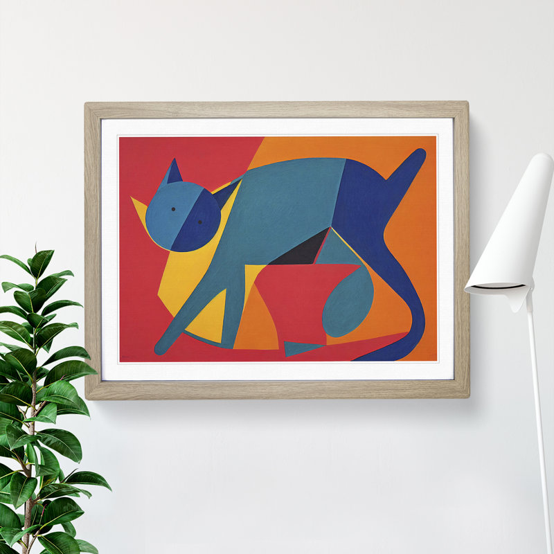 Abstract Cat Vol.1 - Framed Print, 46cm H x 64cm W x 2cm D, Oak