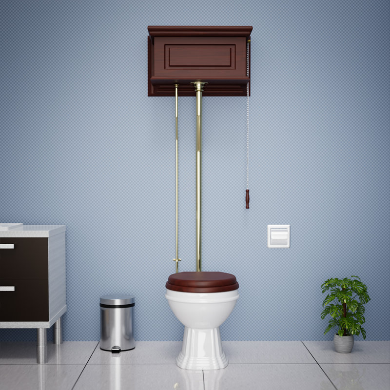Toilette à réservoir haut avec cuve ronde