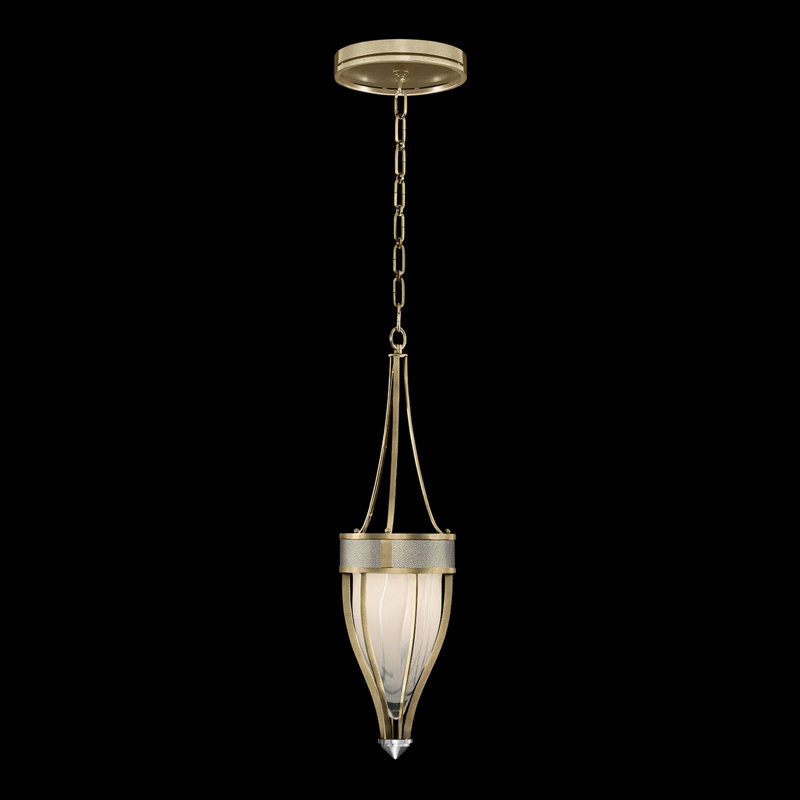 Luminaire suspendu rond l 7,5 po Mirage, Coco, Feuille d'or douce standard / nickel