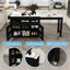 Chariot de cuisine extensible 74,8 po avec finition noire, placage de marbre blanc, rangement, prise de courant et table d'îlot mobile verrouillable, espace de rangement intelligent