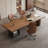 Retro Brown Rectangular Solid Wood Office Desk-107761085