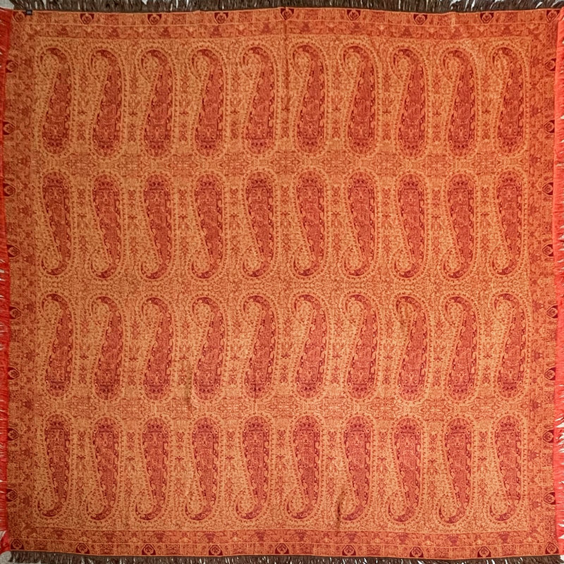 Jeté en laine bouillie à motif cachemire antique, 70 po x 70 po
