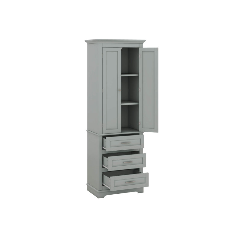 Grande armoire de rangement avec trois tiroirs pour la salle de bain / bureau, Gris