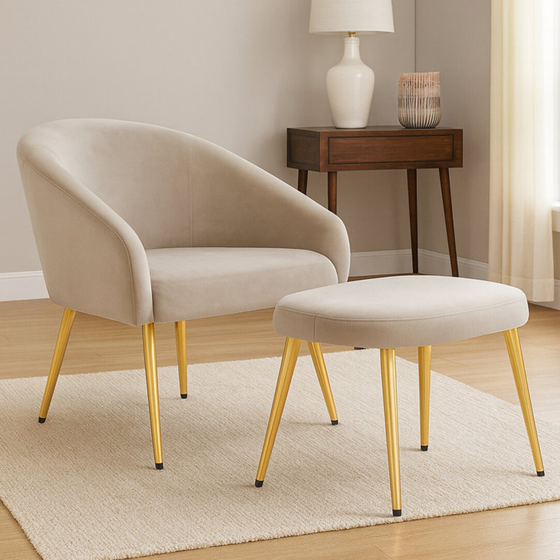 72cm Wide Velvet Footstool Ottoman, Grey