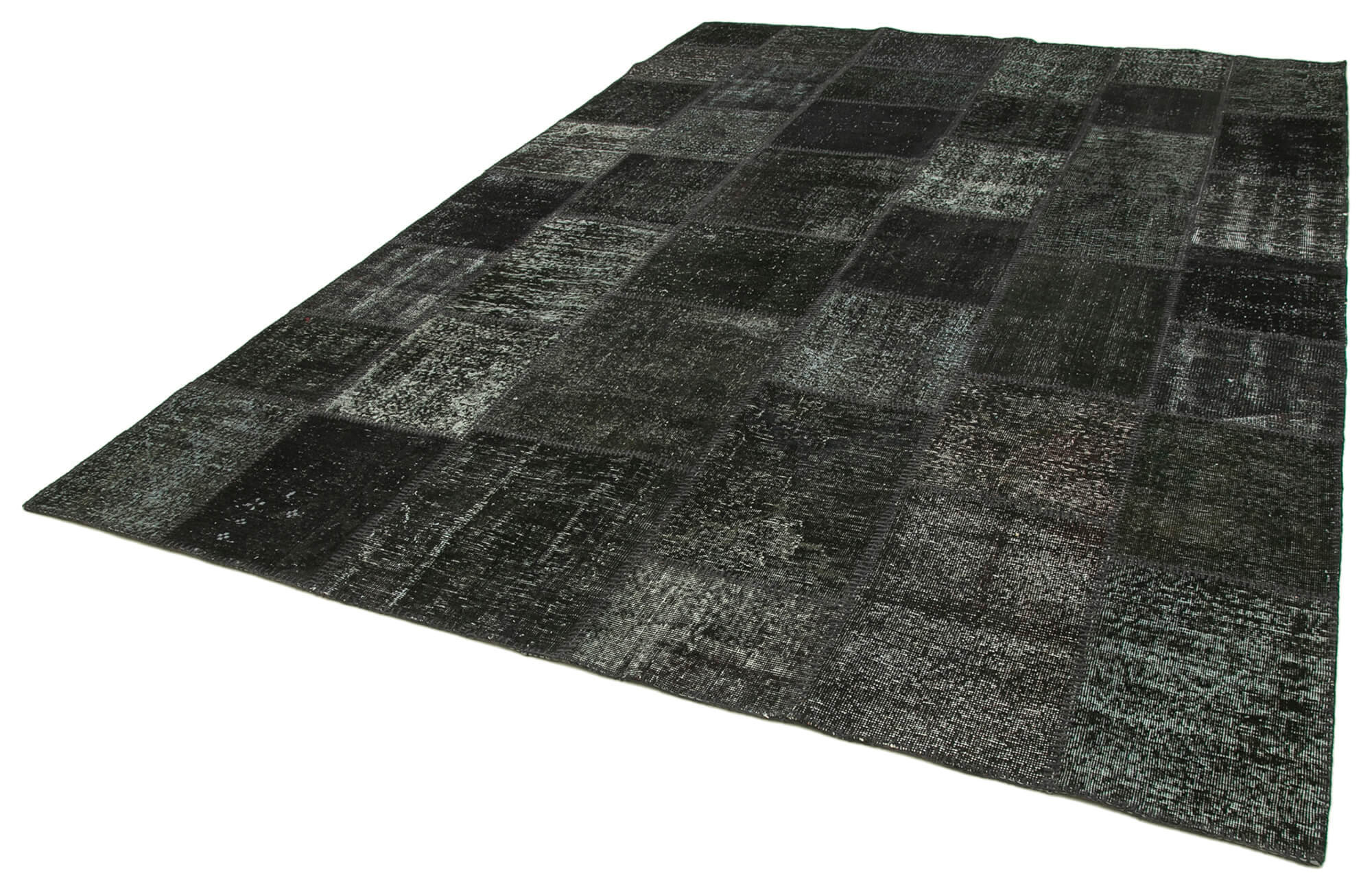 Williston Forge Iymona Kirk Yama Black Patchwork Wool Handmade Area Rug ...
