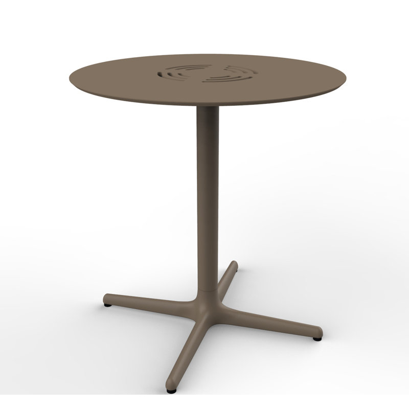 Toledo Round Metal Base Dining Table, Chocolate/Brown