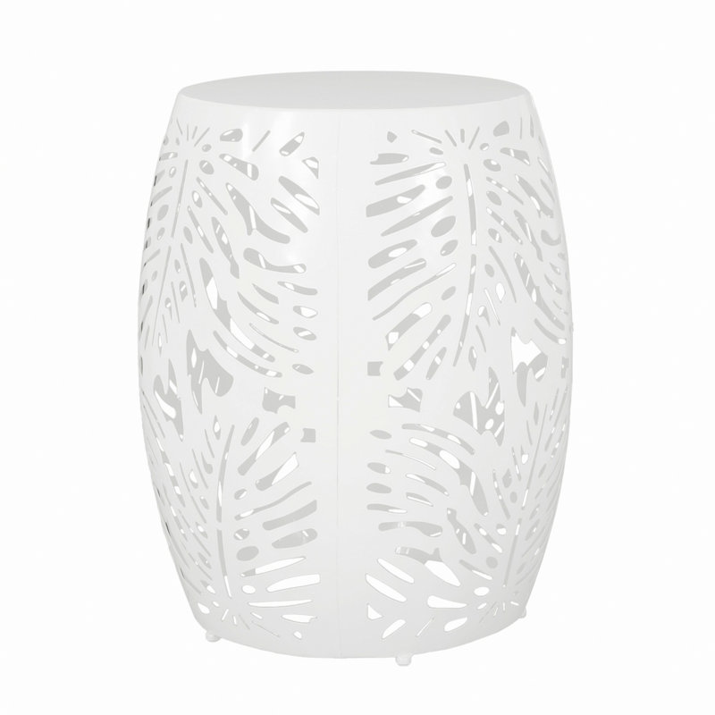 Iron End Table, Small Outdoor Table, White