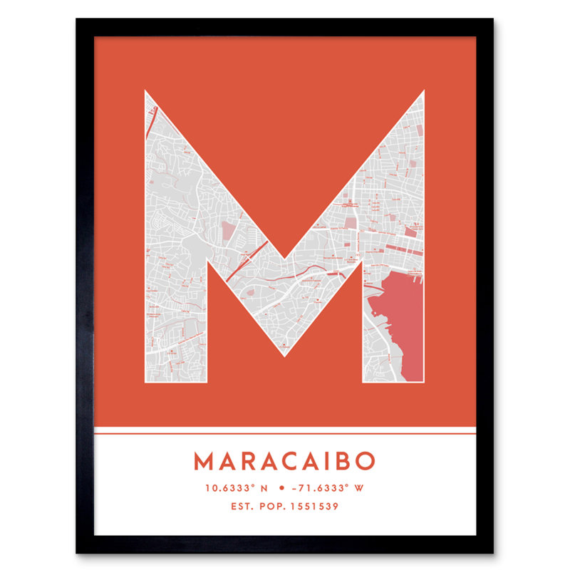 Maracaibo Venezuela City Map by Wee Blue Coo - Single Picture Frame Typography