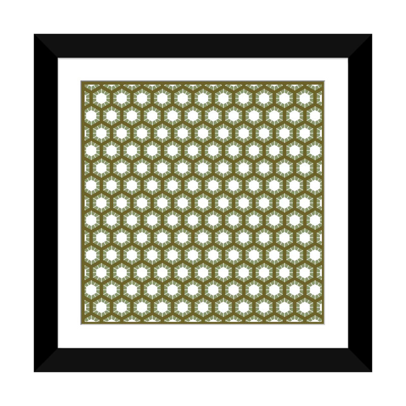 Albree Modern Honeycomb, impression sur toile, H 24 po x l 24 po x P 1 po, Papier avec cadre noir, Blanc