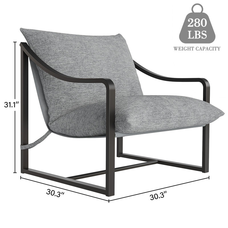 Fauteuil d'appoint moderne, fauteuils de salon en tissu confortable avec structure en métal robuste, fauteuil de lecture, 1