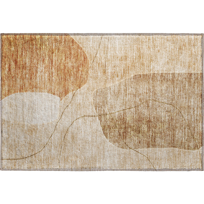 Premium Machine Washable Prisco Paprika Rug, Rectangle 1'8" x 2'6"