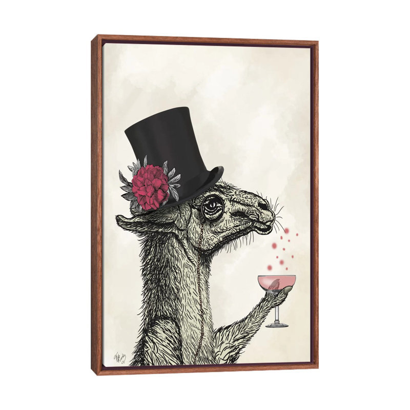 «Llama Lush I» par Fab Funky - impression d'art graphique, Aucun mat, Toile avec cadre en bois brun