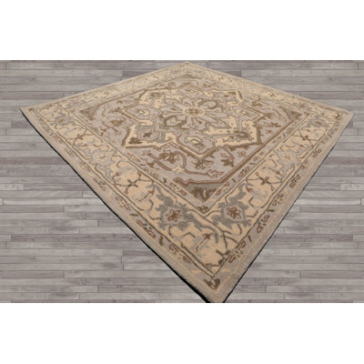 Traditional Geometric Wool Oriental Area Rug in Multi Sizes Gray Hand Tufted
