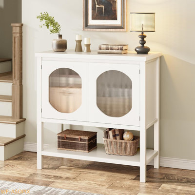 Buffet blanc 32 "avec portes en verre - rangement pour bar et vestibule