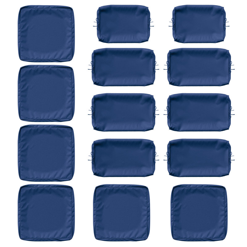 14-Piece Outdoor 4'' Cushion Cover Set, Only Covers, Blue