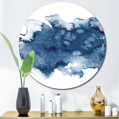 " Abstract Classic Blue II - Modern Metal Circle Wall Art "