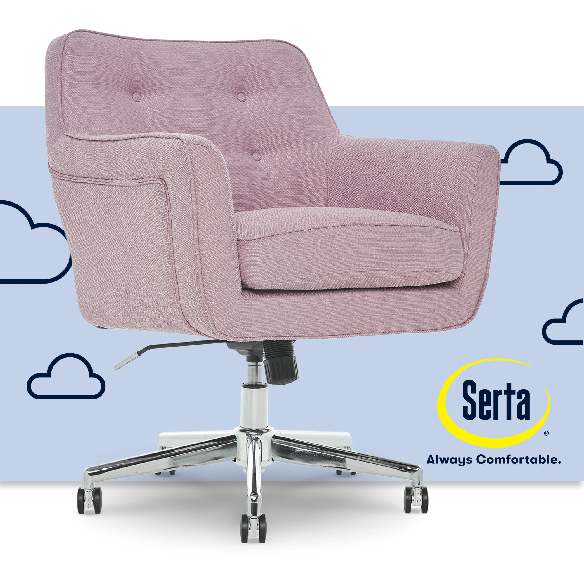 Serta Ashland Modern Office Chair, Mid-Back, Quality Memory Foam