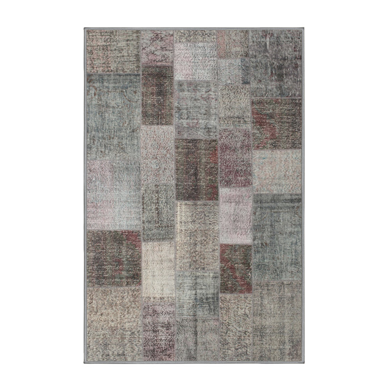 Gris contemporain/Tapis décoratif brun, Rectangle 3 pi x 5 pi