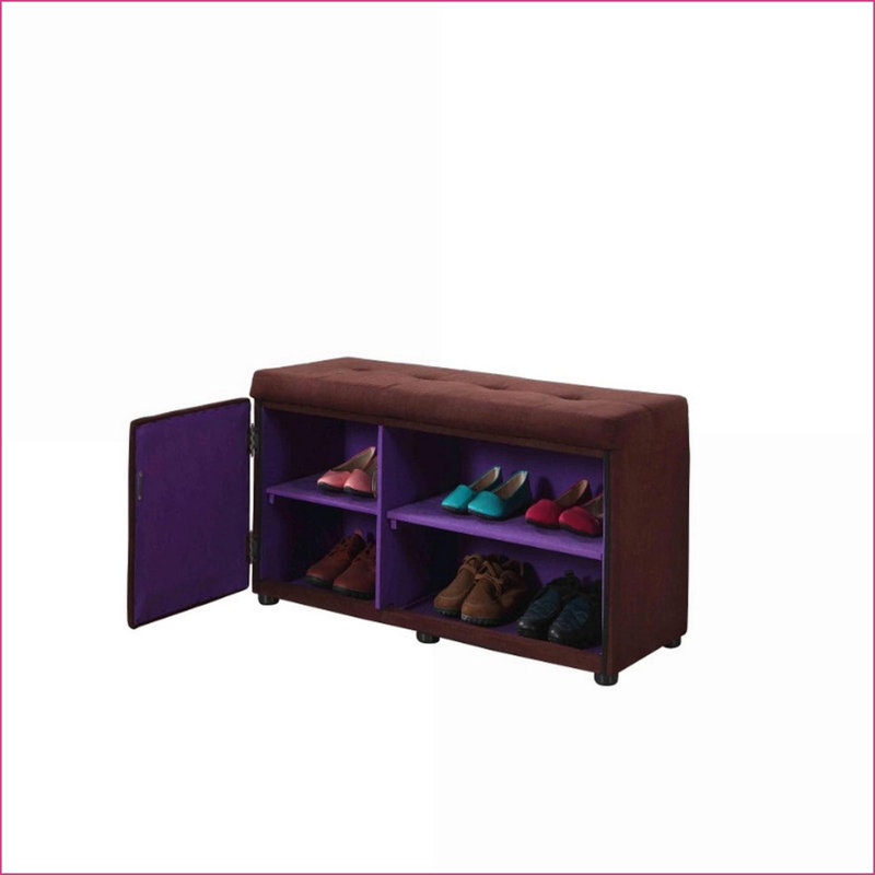 Ottoman 18'' Tall Storage with Shoe Compartment, Walnut Brown for Entryway/Living Room | Walnut Brown | Wood Legs, Brown