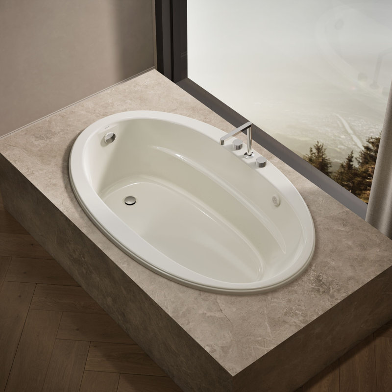 Baignoire tourbillon en fonte avec chauffe-eau 66 po x 42 po Sunward, Beige
