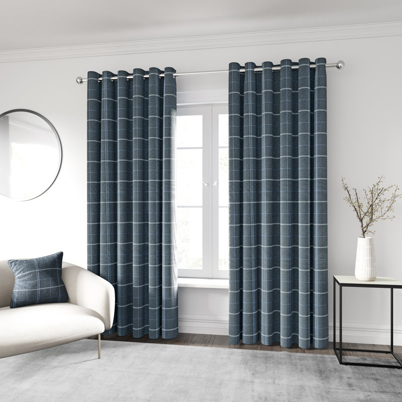 Harper Lined Eyelet Room Darkening Curtains, Width 168 x Drop 183cm, Navy