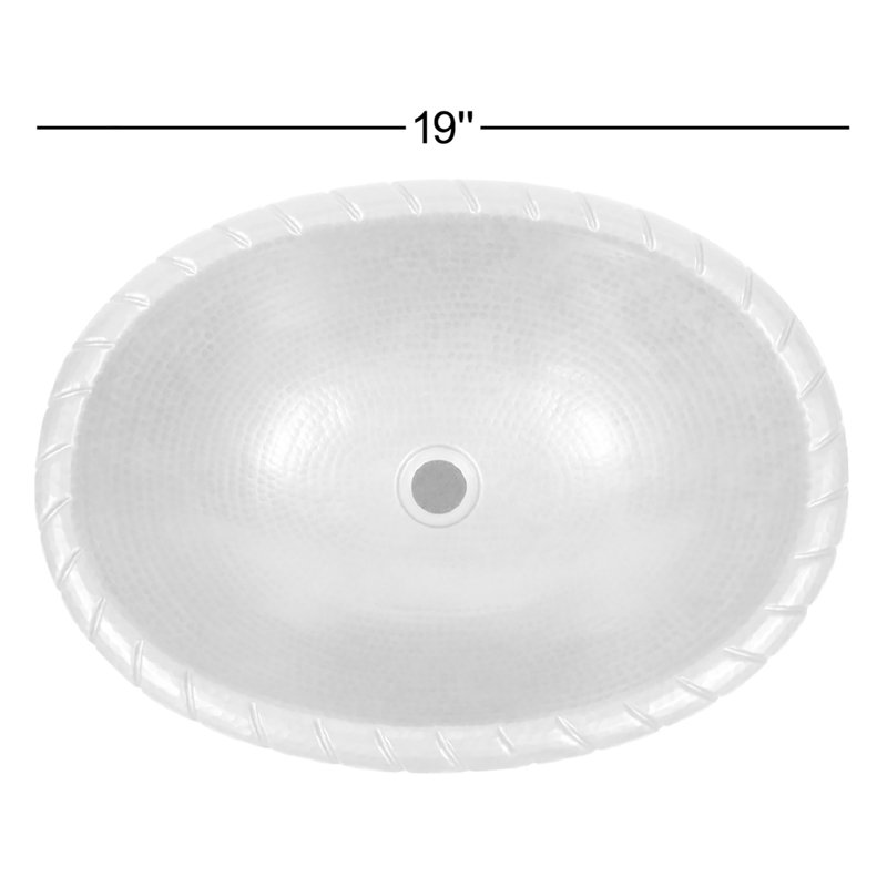 Lavabo de salle de bain ovale encastré en cuivre 19 po avec bordure décorative
