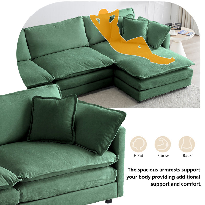 Canapé en chenille Cloud , Causeuse pour salon , Chenille verte