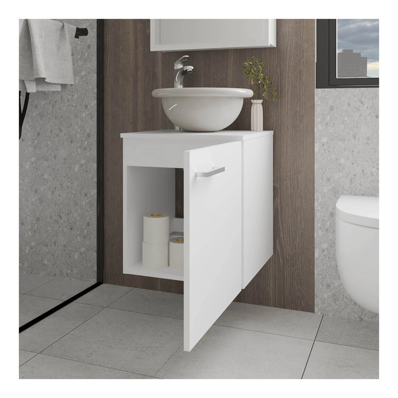 Meuble-lavabo de salle de bain H26 "avec lavabo et 1 porte, Blanc