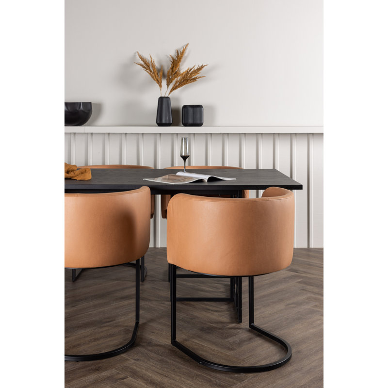 Darlaine 6 - Person Dining Set, Brown, Brown, Black