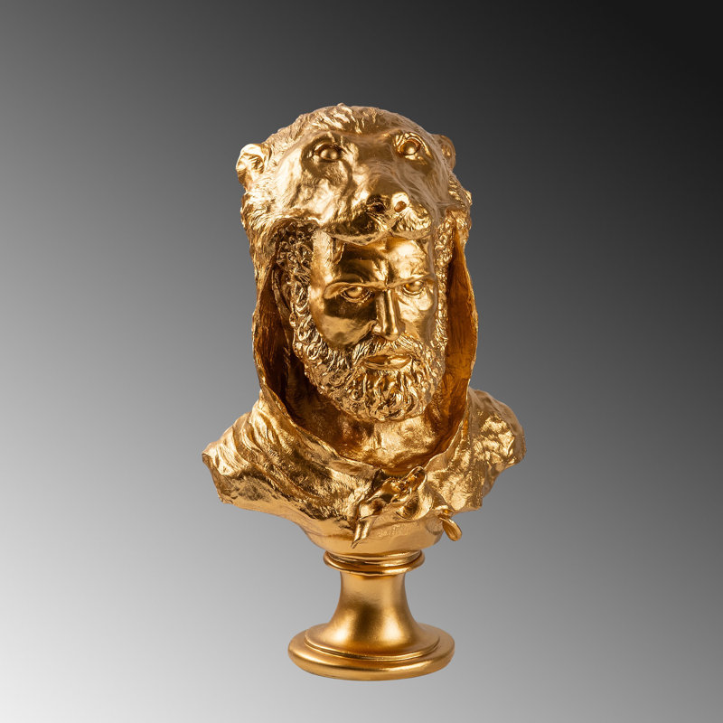 Hand-Painted Decorative Object, Gold, 11.8 x 19.3 x 8.7 inches | 100% Polyester, Unique Color Variations | Elegant Home Decor Accent, Perfect for Living Room & Office Styling, Artisanal Craftsmanship