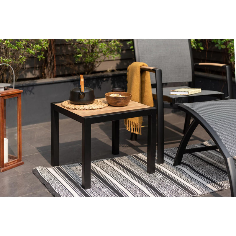  Bora 100% Maintenance Free Aluminum Outdoor Patio Side Table, Black