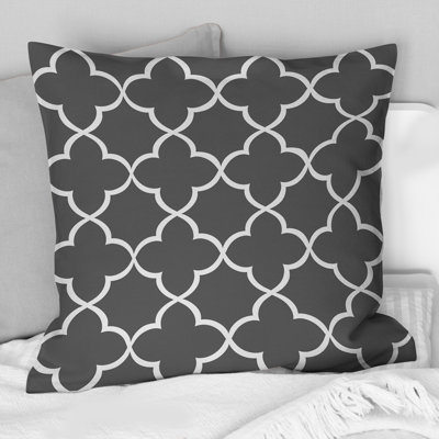 Gray Quatrefoil II - Traditional Throw Pillow