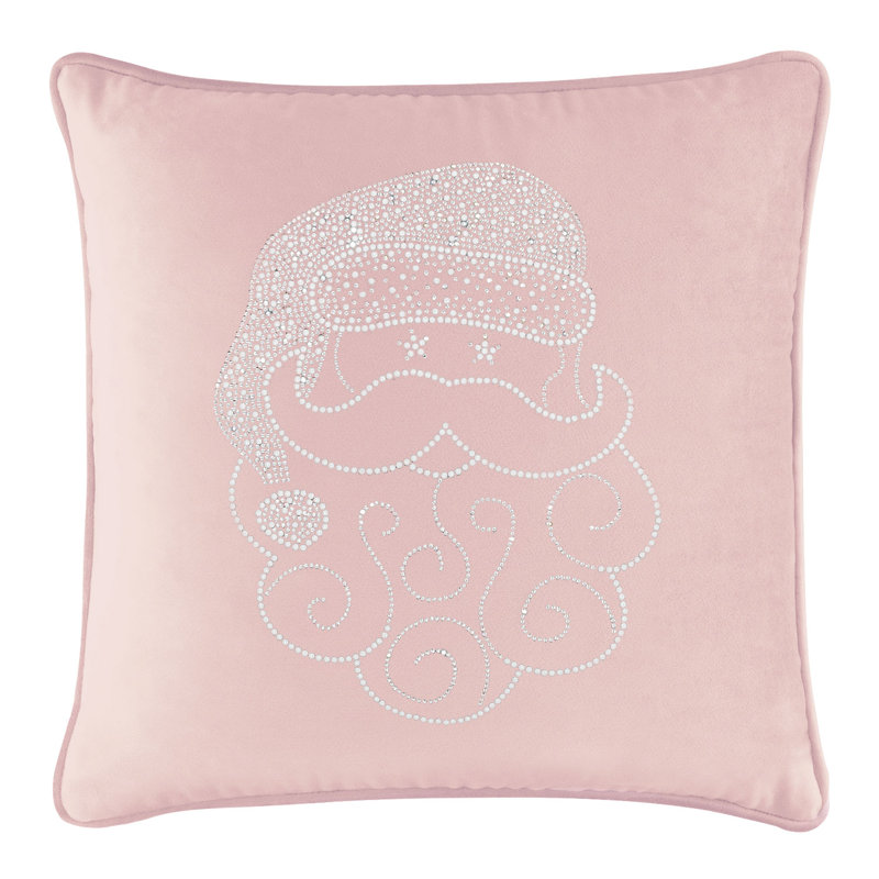 Coussin Sparkles Home Conception de Noël des Fêtes | Insertion de plumes | Lavable à la machine, Carré 16 po, Velours rosé