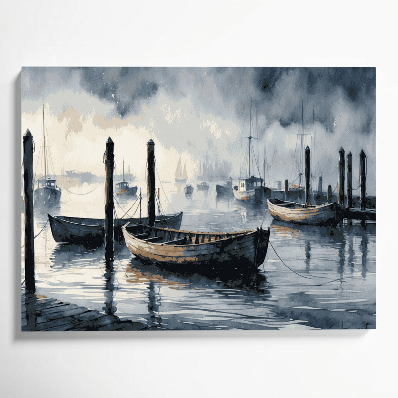Art mural sur toile gris, "Coastal Cape Cod", H 11 po x l 14 po