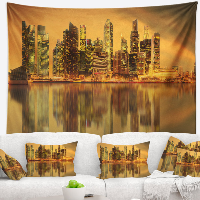 Tapisserie gratte-ciel Cityscape, Marina Bay, Singapour, H 78 po x l 92 po