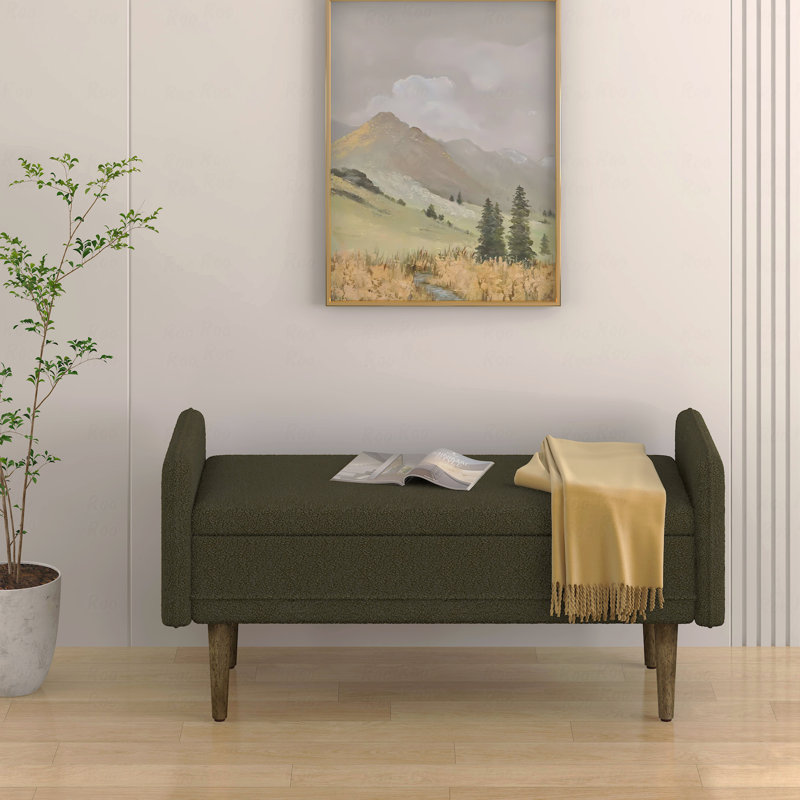 Tabouret de rangement en velours Teddy, avec espace de rangement, adapté aux appartements, salons et chambres, Vert