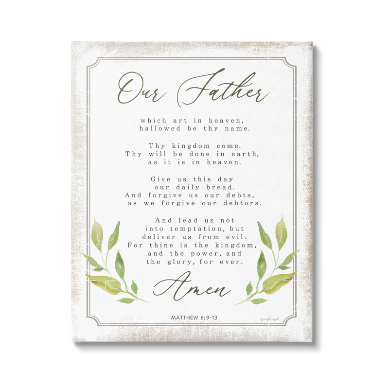 «Our Father Spiritual Proverb», impression sur toile, H 20 po x l 16 po x P 1,5 po